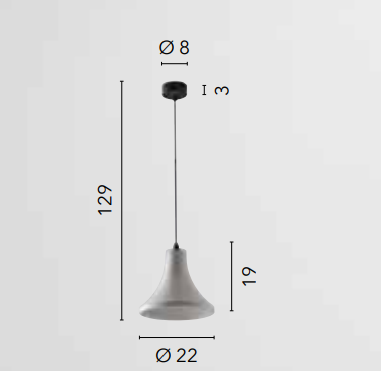Sospensione campana in cemento naturale grigio 1XE27 non incl. ANDO-S22 Sospensione campana in cemento naturale grigio 1XE27 non incl. ANDO-S22